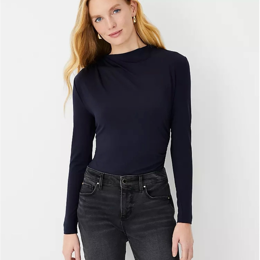 NWT Ann Taylor Draped Mock Neck Top